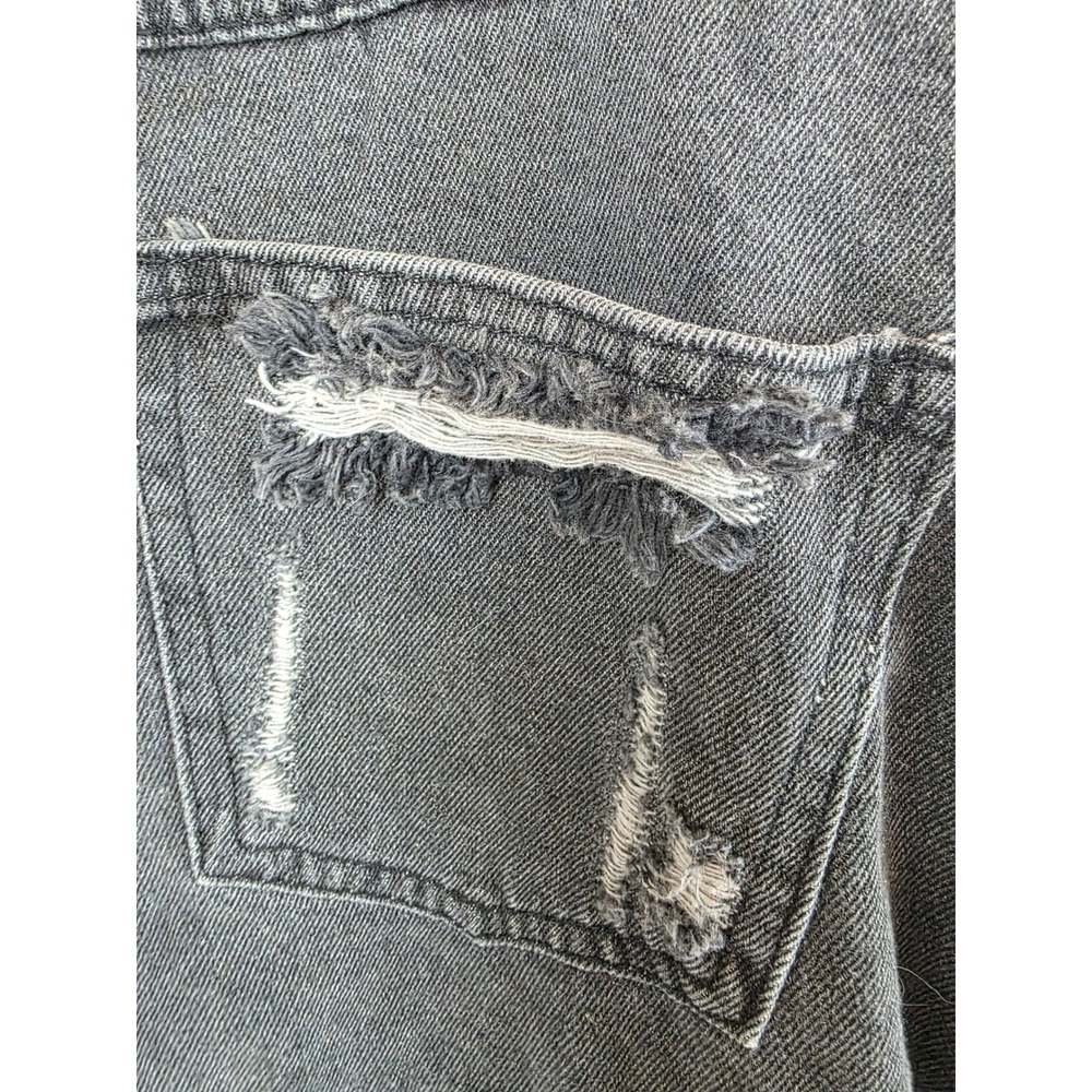 Blue B Collection Washed Black Cropped Distressed Denim Jacket Rhinestone Fringe - Picture 7 of 12